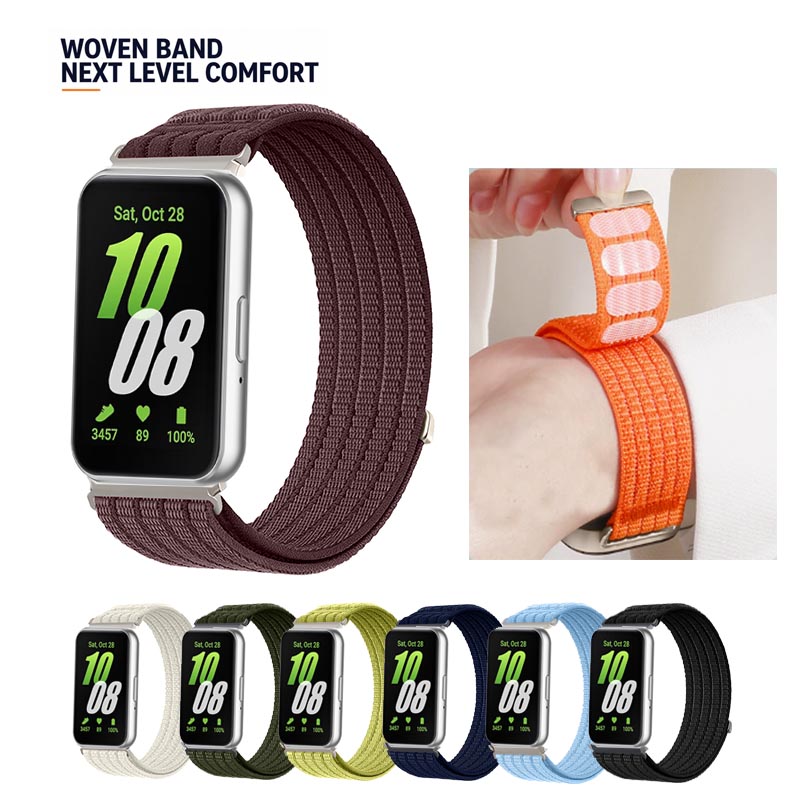 Sport Loop Velcro - 通気性に優れたスポーツ用ナイロン製ループストラップ＋コネクター。Samsung Galaxy Fit 3 SM-R390用。マジックテープ式バンド。