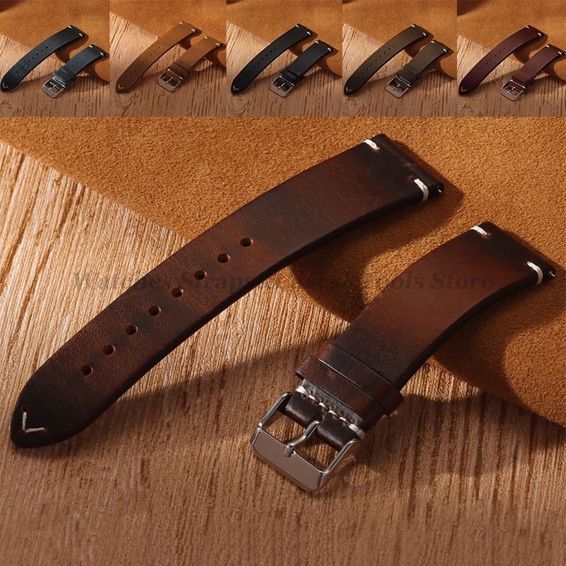Suede Strap Watch - 手作りレトロオイルワックス本革カーフスキンストラップ 18 ミリメートル 19 ミリメートル 20