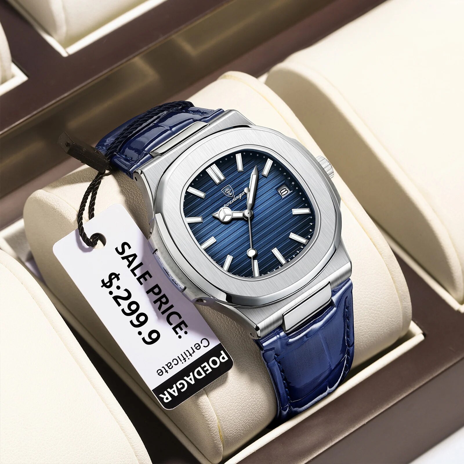Poedagar トップ高級スクエアマン腕時計日付防水発光メ - Patek Philippe Watch Nautilus のレビューと価格