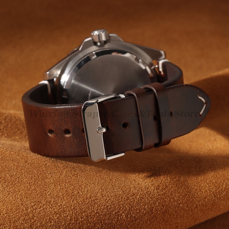 手作りレトロオイルワックス本革カーフスキンストラップ 18  - Suede Strap Watch のレビューと価格